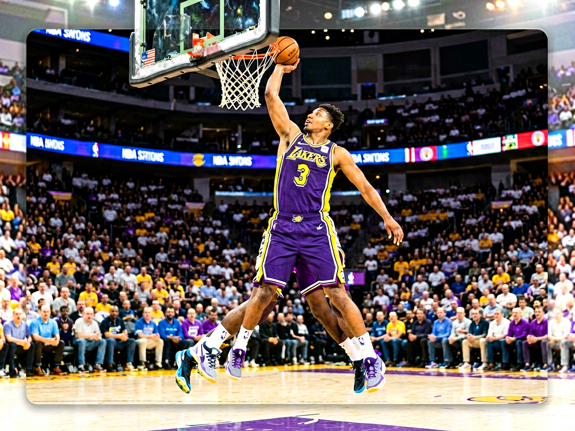 NBA常规赛精彩对决，球员突破上篮瞬间